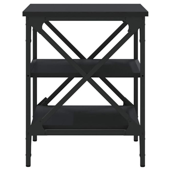 Sæt med 2 sideborde med hylder 40 x 42 x 50 cm i sort ingenieurtræ og stål DEC032641 kastanj