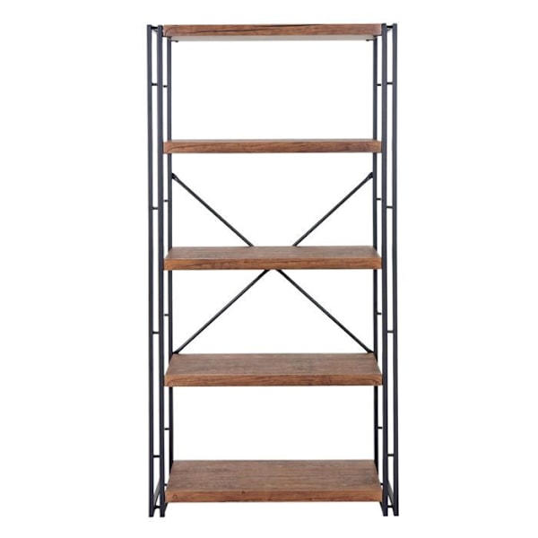Bibliotek reol til opbevaring dekoration stue 165x80cm 5 niveauer udseende af vild eg 04_0001325 Guld