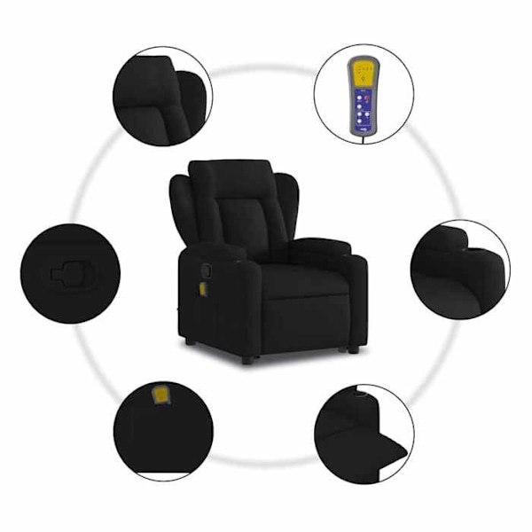 Massagedusch, elektriskt justerbar, svarts tyg, DEC027064 Svart