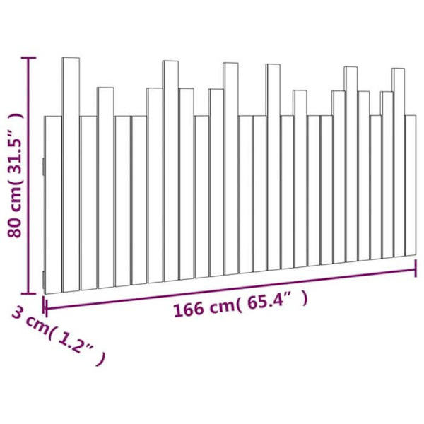 Sänggavel tillbehör sovrum väggmöbel 166 x 3 x 80 cm massivt trä vit TDL0202706 Vit