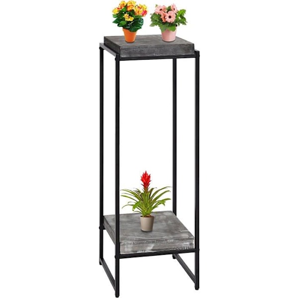 Plantebord støtte til planter hylde til blomster sidebord i metal MDF mørkegrå 101