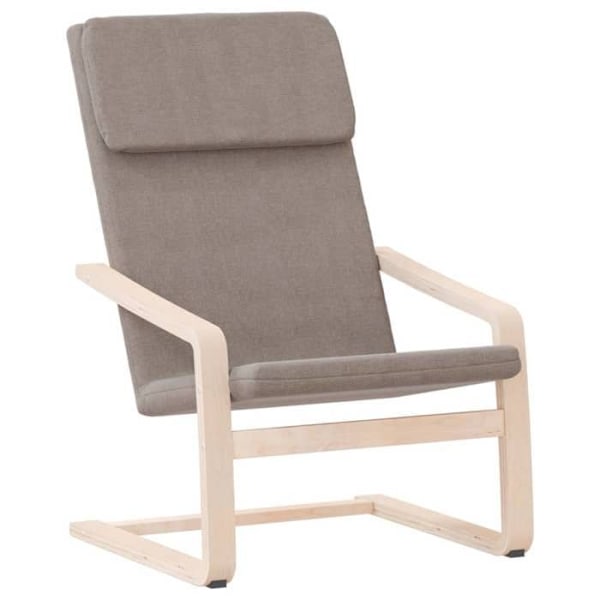 Lounge fåtölj modern design soffa i taupe tyg med ben av björk DEC026768 kastanj