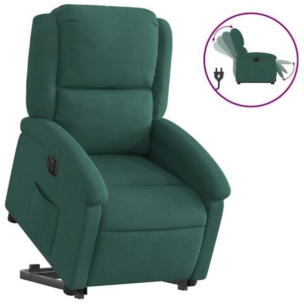 Fauteuil relax TV med elektrisk løftefunktion, meget komfortabel i mørkegrønt velour DEC028612 Guld