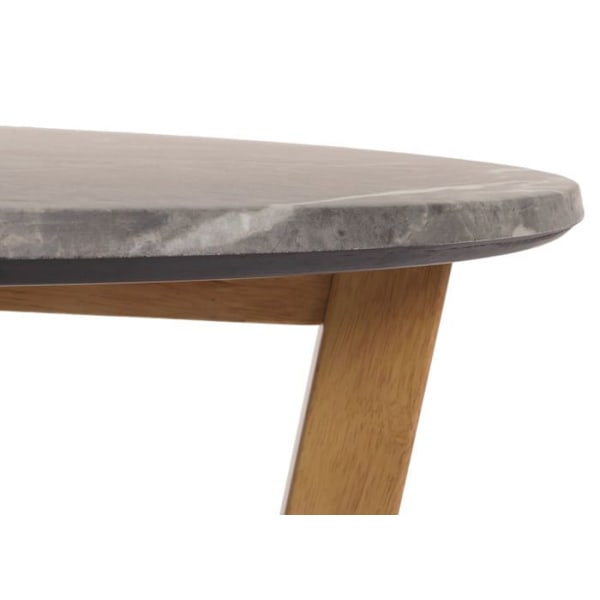 Pöytä "table basse" puusta ja HPL, halkaisija 80 cm, marmorilaatta/kivi, vaalea kehys 04_0008463 kastanj