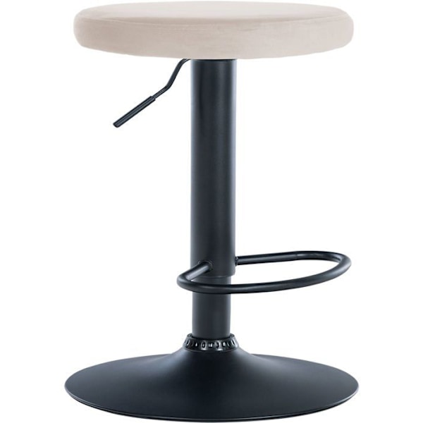 Barstol x1 enkel design justerbar höjd klädsel i krämfärgad sammet svarta metallben 10_0005351 Grädde