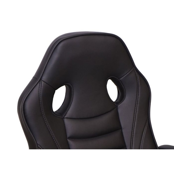 Ergonomisk kontorstol til gamere med hjul, drejelig, højdejusterbar, syntetisk, sort 04_0001839 Svart