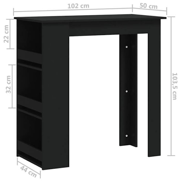 Multifunktionelt sidebord barbord med hylder 102 x 50 x 103,5 cm sort ingeniørtræ DEC036447 kastanj