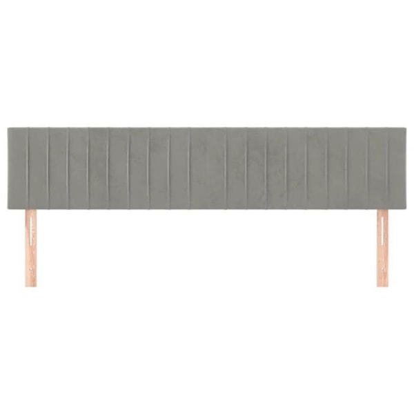 Sängyhuonekalu, pään tuki, 2 osaa, 100 x 5 x 78/88, vaaleanharmaa sametti Ljusgrått