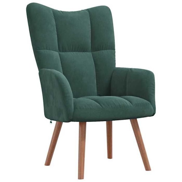 Moderne design lounge stol med fodskammel i mørkegrønt velour DEC026555 Grön