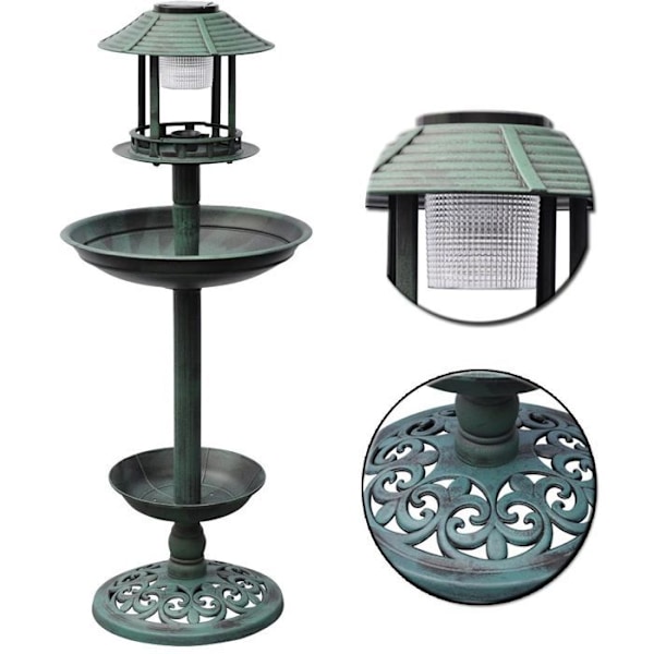 Badkar foderfontän - DEC020796 - Grön - Solpanel - 39x39x97 cm - Utomhus Grön