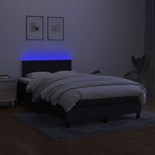 LED sengeramme med sengestel, hovedgærde, madras 120 x 200 cm, sort stof TDL0209298 Svart