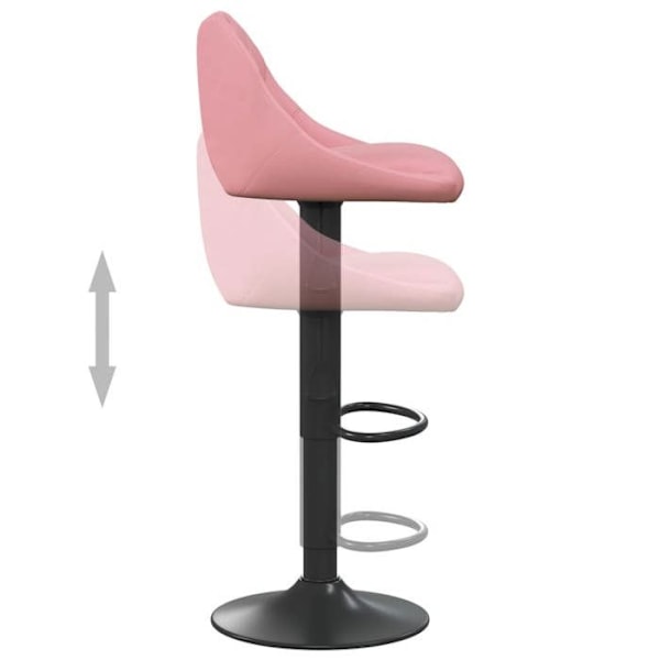 Sæt med 2 barstole høje stole i rosa velour med diamantsting og sort stål DEC029841 Svart