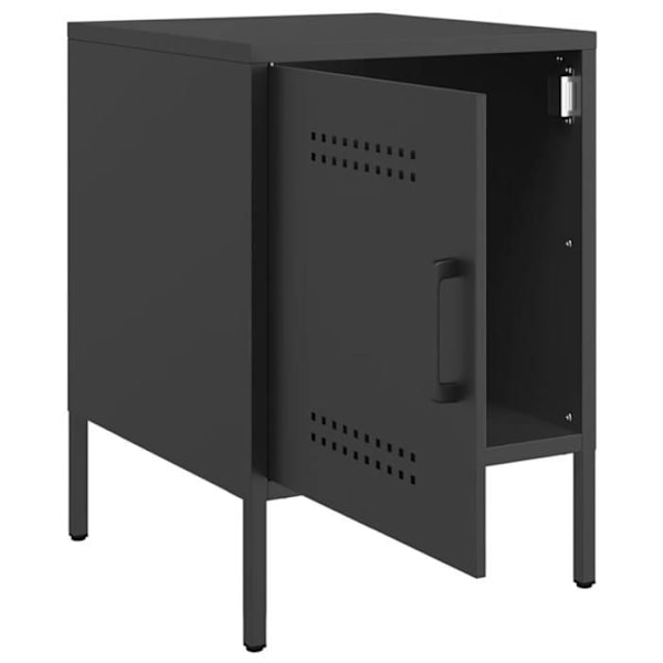 Sæt med 2 natborde med skab med dør 36 x 39 x 50,5 cm sort stål DEC035483 Svart