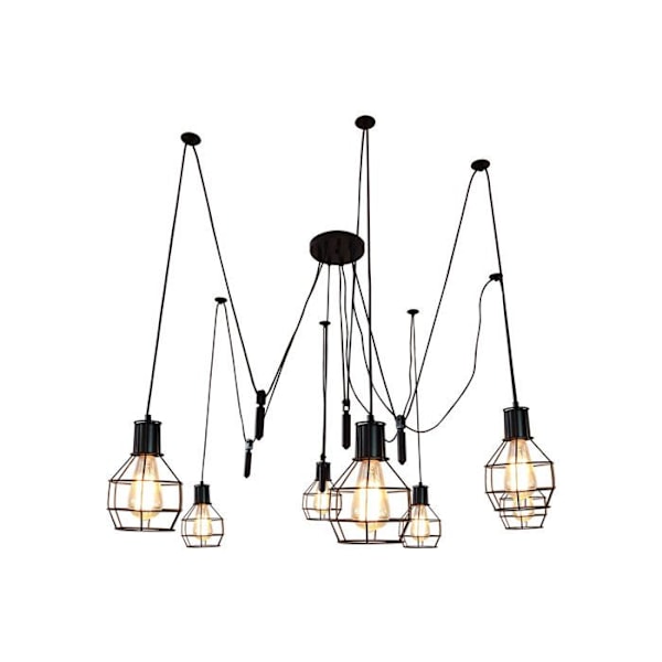 Pendentif lampe HWC-H85, hængende lampe i industriel metal, justerbar højde sort ~ 7 ved gradades-lamper