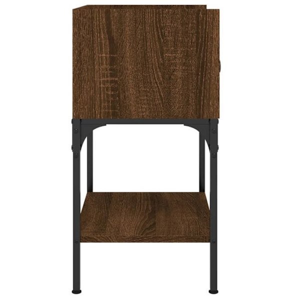 Sæt med 2 natborde med skuffe og hylde 40,5 x 31 x 60cm brun ingeniørtræ og jern DEC035798 kastanj