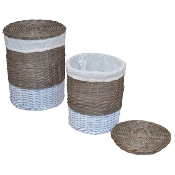 Set med 2 korgar för tvätt i handvävd kubu grå rattan DEC05045