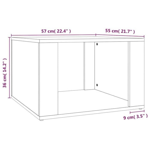 Nattduksbord med öppet fack 57 x 55 x 36 cm ingenjörsträ i ekfärg DEC033893 kastanj