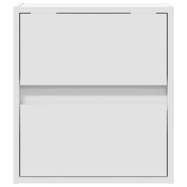 Væghængt natbord med LED-lys 41 x 31 x 45 cm i hvidt ingeniørt træ DEC034165 Vit