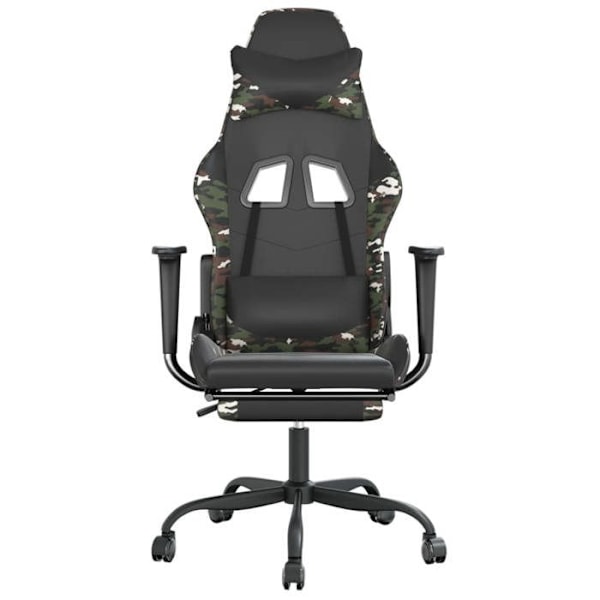 Kontorstol gamer med hjul og fodstøtte, sort og grøn camouflage PVC DEC025763 Svart