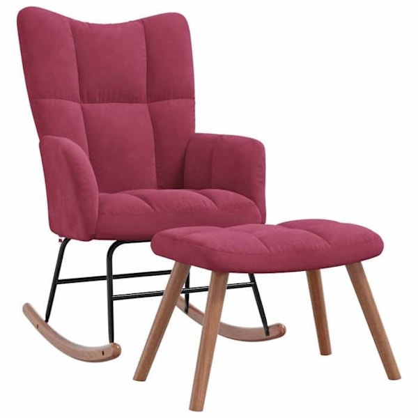 Bäddsoffa med vadderad avslappning för salong med fotstöd i bordeaux sammet DEC028844 Bordeaux
