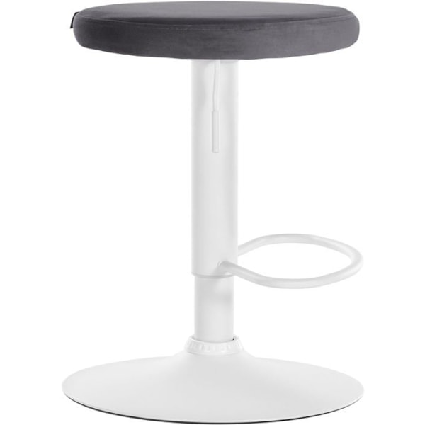 Barstol x1 enkel design justerbar höjd mörkgrå sammetsklädsel vita metalben 10_0005356 Vit