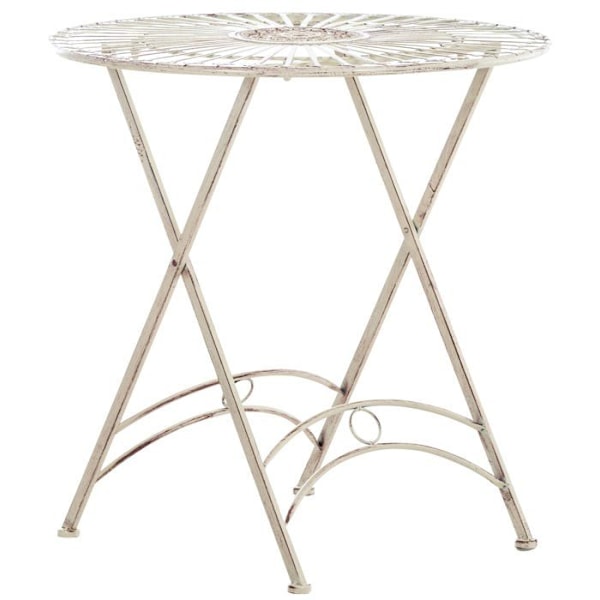 Havebord i metal Ø 71 rustik stil kremet patina