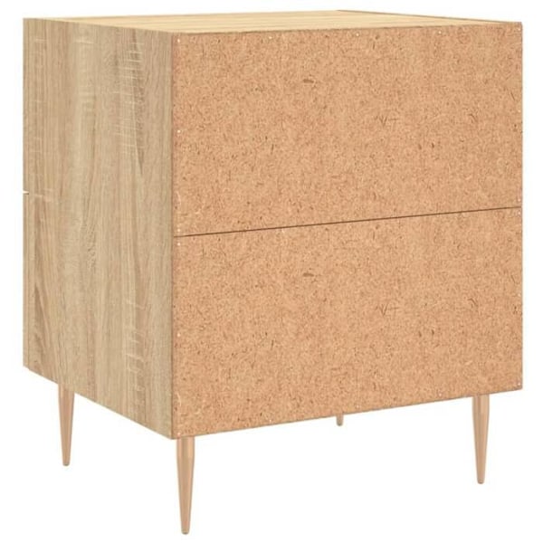 Sæt med 2 natborde med to skuffer 40 x 35 x 47,5 cm ingeniørtræ i egetræsfarve og jern DEC035243 kastanj