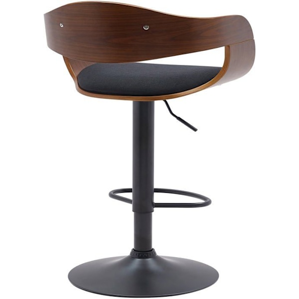 Barstol x1 skandinavisk design i svart tyg och valnötsstruktur med svarta metallben 10_0005038 kastanj