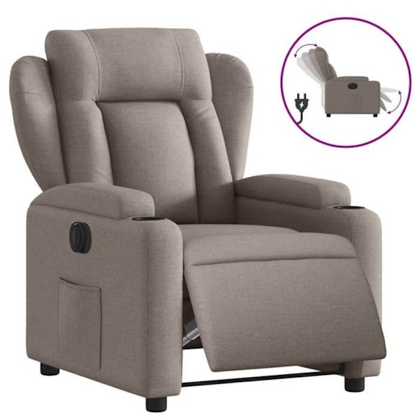 TV-relaxstol med elektrisk vippefunktion, meget komfortabel i taupe stof DEC028571 Guld