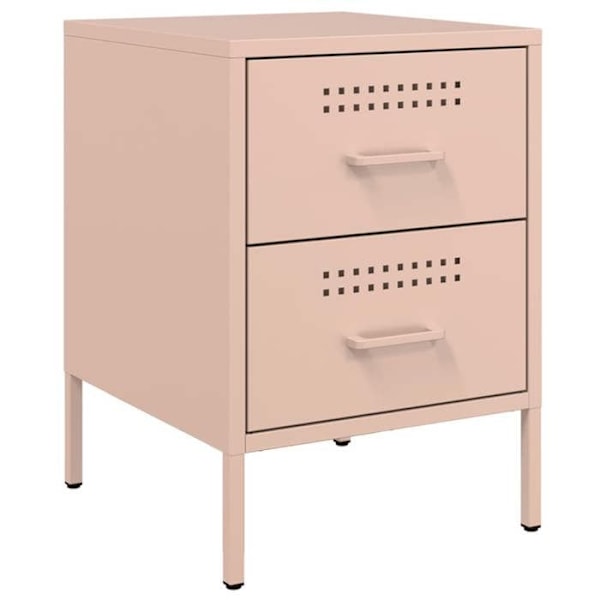 Set med 2 sängbord med två lådor 36 x 39 x 50,5 cm rosa stål DEC035632 Rosa
