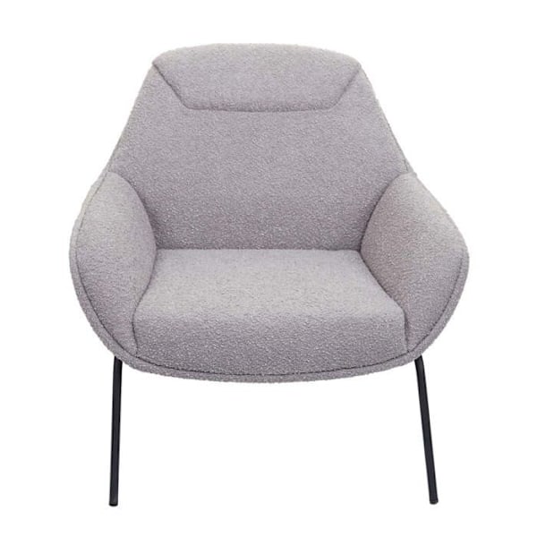 Lounge-tilatuoli rentoutumiseen, ylimääräinen kokoinen, vaaleanharmaasta boucle-kankaasta ja metallista 04_0006854 Grå