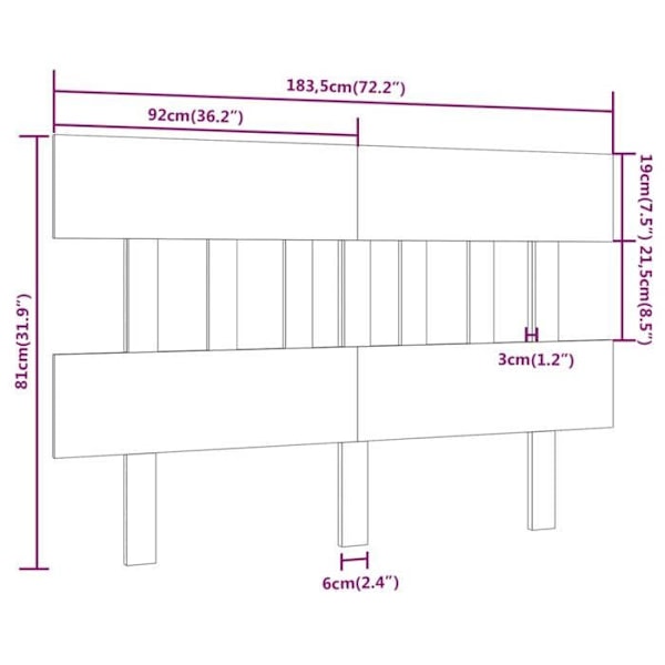 Sänggavel till sovrumsmöbel 183,5 x 3 x 81 svart furu