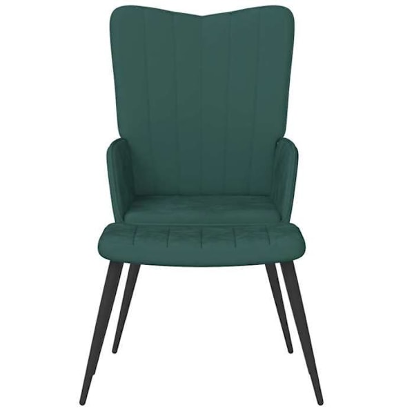 Moderne sofa stol med fodskammel i mørkegrønt velour DEC026631 Grön