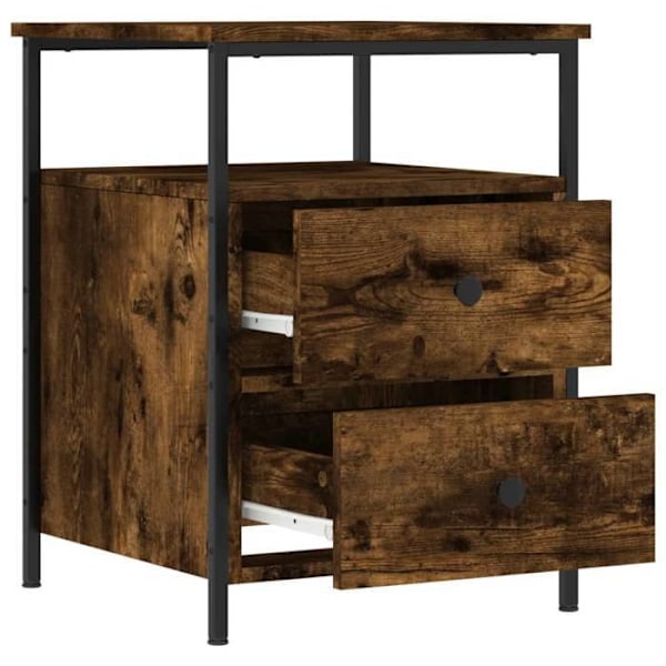 Natbord med to skuffer og hylde 44 x 45 x 60 cm ingeniøse træ brun og jern DEC033651 kastanj