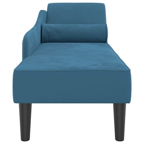 Meridienne chaise longue soffa för inomhus med kuddar i blått sammet DEC026064 Blå