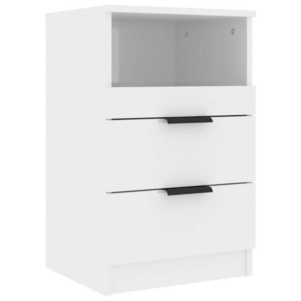 Sæt med 2 natborde med skuffe og åbent rum 40 x 36 x 65 cm i hvidt ingeniørtræ DEC035039 Vit