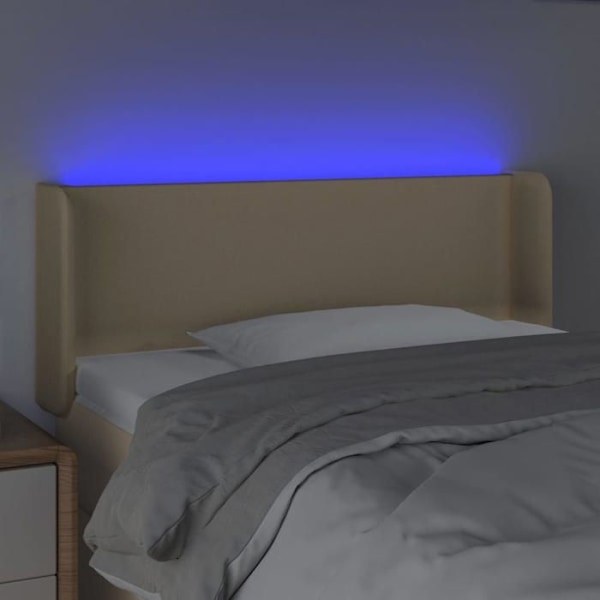 Hovedgærde til seng, soveværelse møbel med LED 93 x 16 x 78/88 creme stof