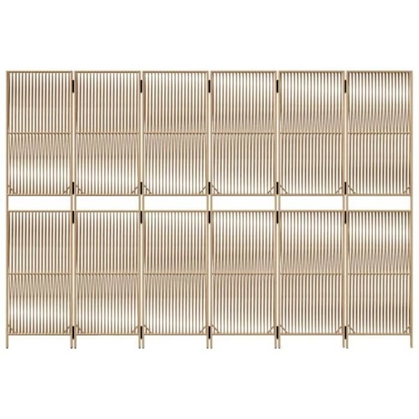 Paravent separator för rum väggpanel 6 paneler i flätad resin beige DEC031040 Beige