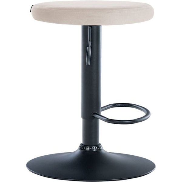 Barstol x1 enkel design justerbar höjd klädsel i krämfärgad sammet svarta metallben 10_0005351 Grädde