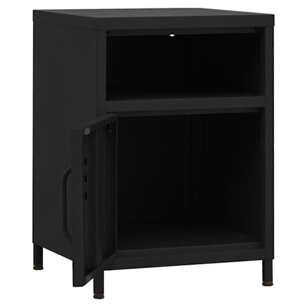 2 kpl yöpöytiä, joissa on 1 avohylly ja 1 ovi 35 x 35 x 51 cm musta teräs DEC035475 Svart