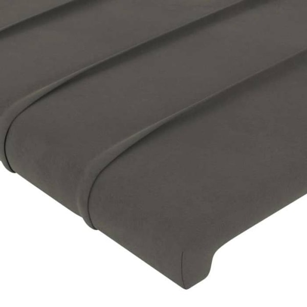 Hovedgærde til seng til soveværelse med sidekant 203 x 23 x 78/88 mørkegrå velour.