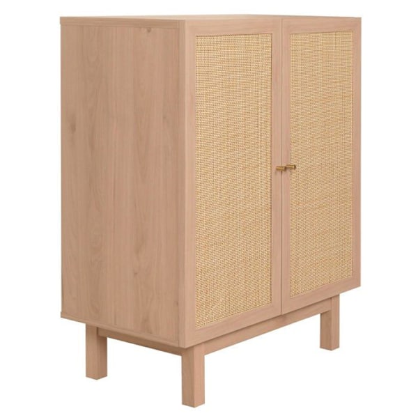 Buffet säilytyskaappi, jossa on 3 osastoa, massiivista mango-puuta, kubu-kuitua, 98 x 79 x 42 cm, luonnollinen 04_000598 kastanj