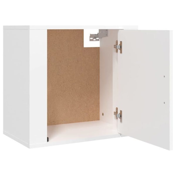 Væghængt natbord med opbevaringsrum med dør 50 x 30 x 47 cm i hvid ingeniørtræ DEC034228 Vit