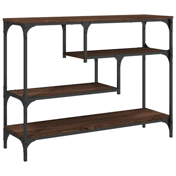 Modern konsolmöbel för entré, sidobord med hyllor 100 x 30 x 75 cm, brun ingenjörsträ och metall DEC031833 kastanj