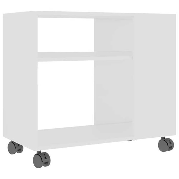 Sidobord, vardagsrumsbord på hjul 70 x 35 x 55 cm, vitt ingenjörsträ DEC032364 Vit