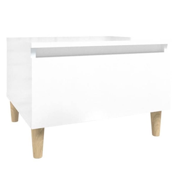 Afhængig bord til stuen, sofa-kantbord med skuffe, 50 x 46 x 35 cm, hvid glans, DEC032367 Vit