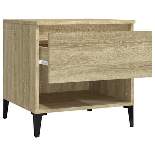 Sæt med 2 sengeborde 50 x 46 x 50 cm i ingeniørtræ i farven eg DEC032632 kastanj