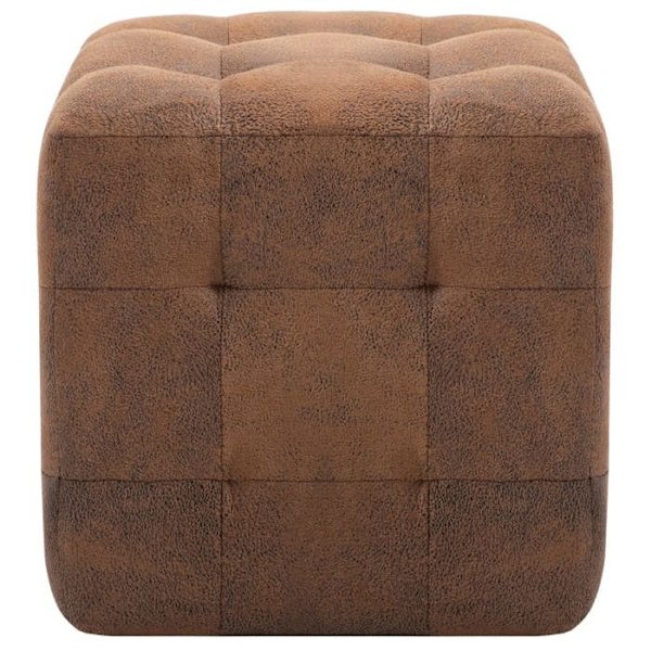 2 kpl 30 x 30 x 30 cm PVC-nahkakiiltopinnalla varustetut nappipehmustetut pöydät, ruskea DEC029937 kastanj