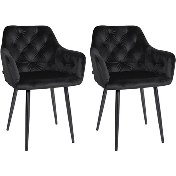 Set med 2 moderna, designade middagsstolar med vadderad sits i svart sammet 10_0001632 Svart