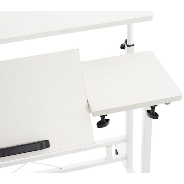 Bureau pupitre med 2 justerbare hylder til computerbord Laptop med plade i MDF hvid BUR10506